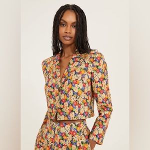 Something Navy - Floral Cropped Blazer